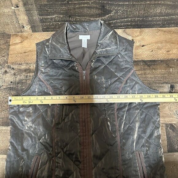Chicos Quilted Shine Britney Vest Bronze Size 2 Large - Picture 4 of 6
